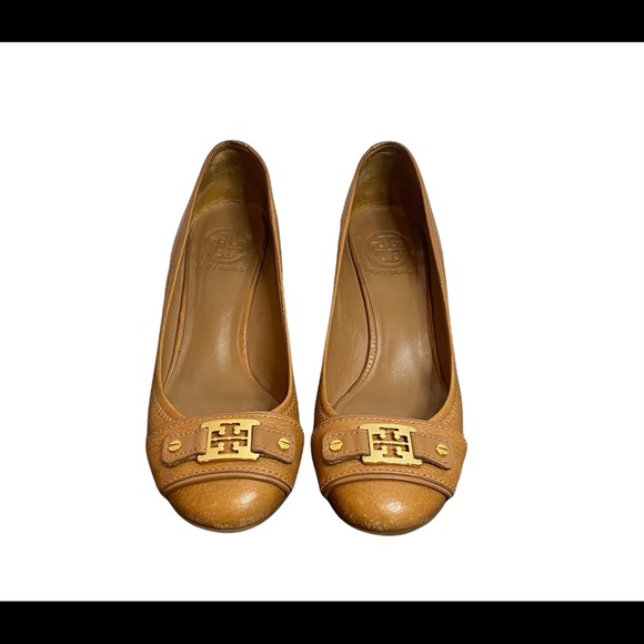 Tory Burch Shoes - Tory Burch Brown Leather Ambrose Wedge 7.5